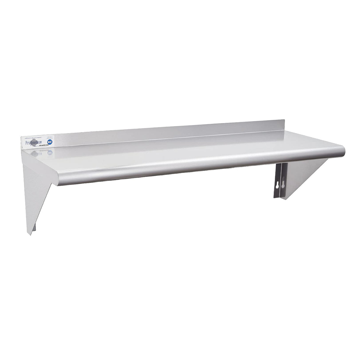 Profeeshaw NSF Stainless Steel Shelf 12” x 72”, 345 lb Commercial Shelves Wall Mounted Metal Shelving with Backsplash and 2 Brackets for Restaurant, Bar, Utility Room, Kitchen and Garage
