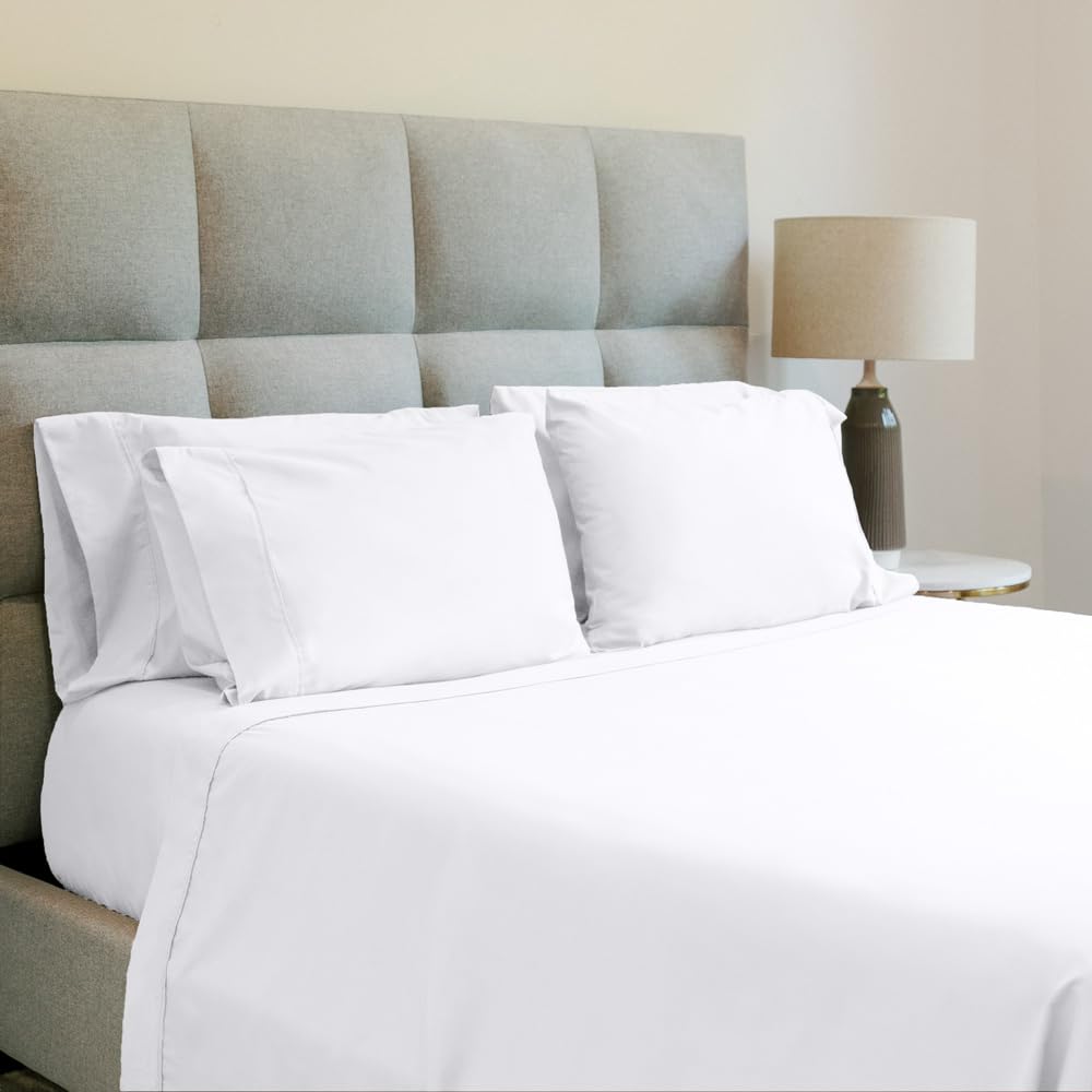 Jennifer Adams Essentials Queen Size Sheet Set 4 Piece, Microfiber Queen Bed Sheets Set - Breathable, Wrinkle & Fade Resistant - Deep Pockets up to 16” for Queen Size Bed (White, Queen)