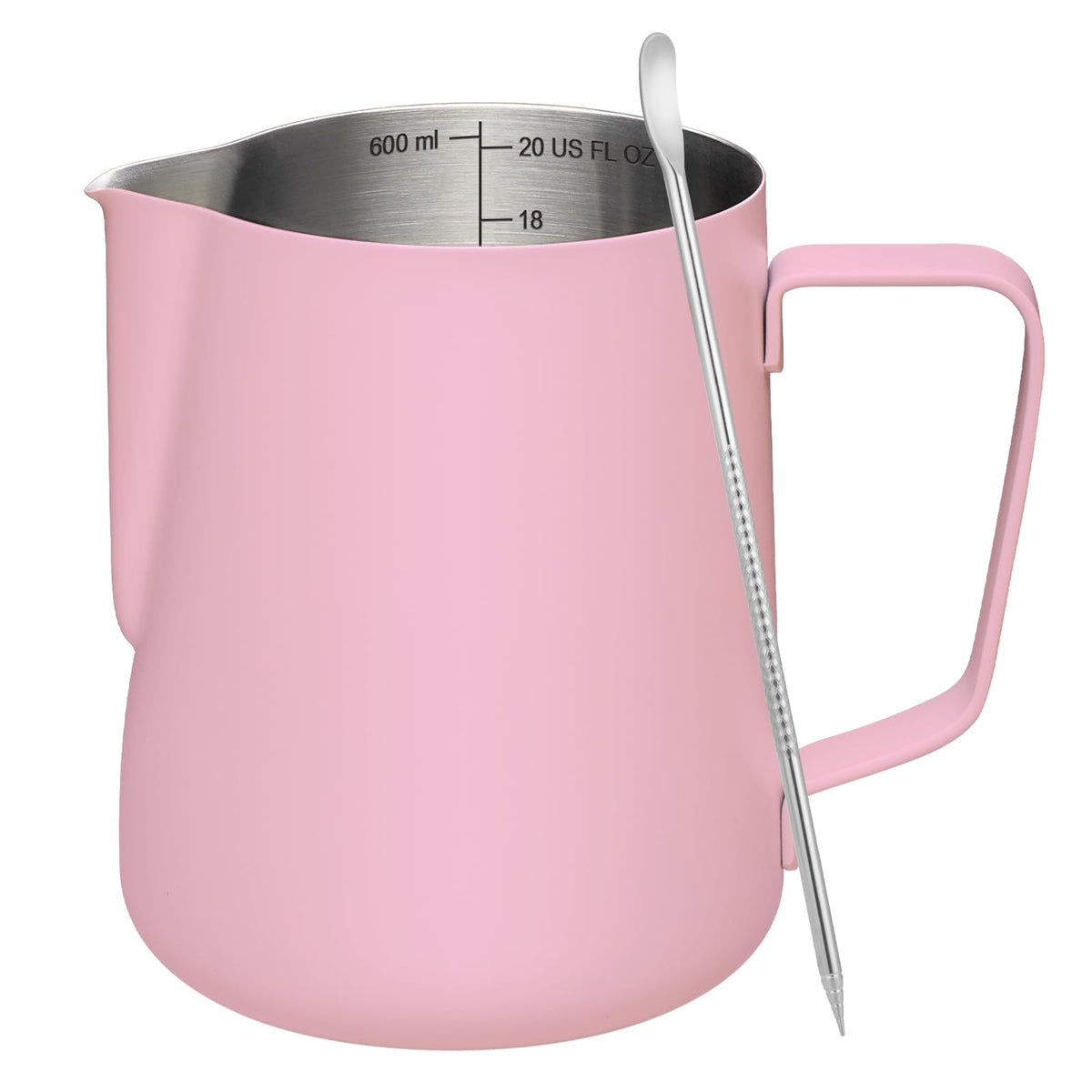 Amrules Milk Frothing Pitcher, 12oz Milk Frother with Clear Scale 304 Stainless Steel Cappuccino Espresso Machine Accessories for Barista Coffee Bar with Latte Art Pen, Orange