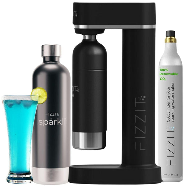 Fizzit Spärklï Carbonated Water Soda Maker with Stainless Steel Bottle Included,Dishwasher Safe (Sparkli-Black)