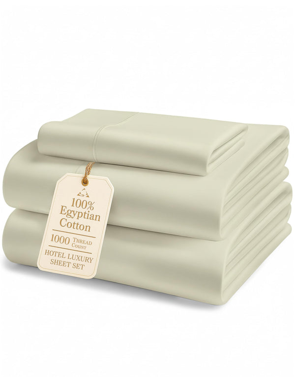 LANE LINEN 100% Egyptian Cotton Queen Sheet Set, Soft & Comfy Thick Fully Elasticized Mercerized Cotton Sheets Queen Size Set, No Pill Fade Resistant Elegant Jaquard Swiss Dot Queen Sheets- Taupe
