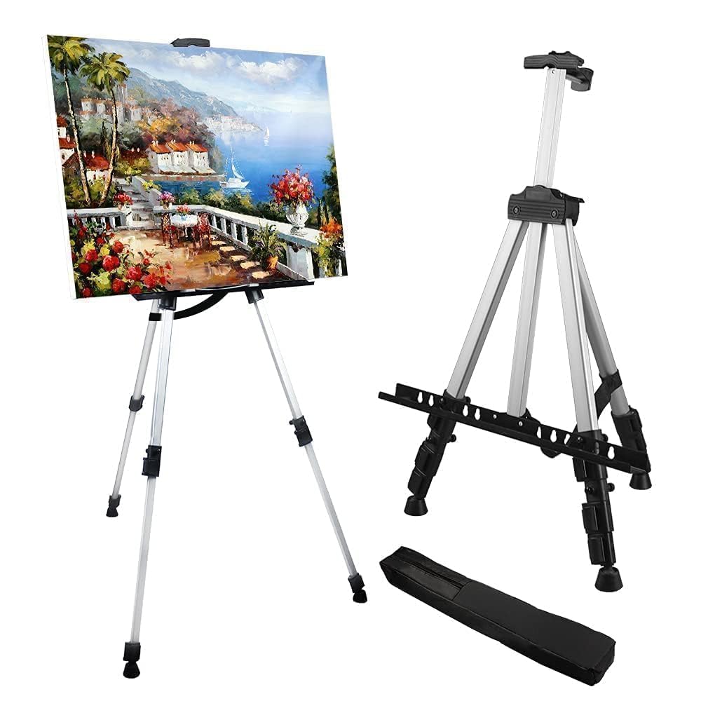 RRFTOK Artist Easel Stand,Metal Tripod Adjustable Easel for Painting Canvases Height from 21" to 66" with Reinforced Triangle,Carry Bag for Table-Top/Floor Drawing and Didplaying(3pack).