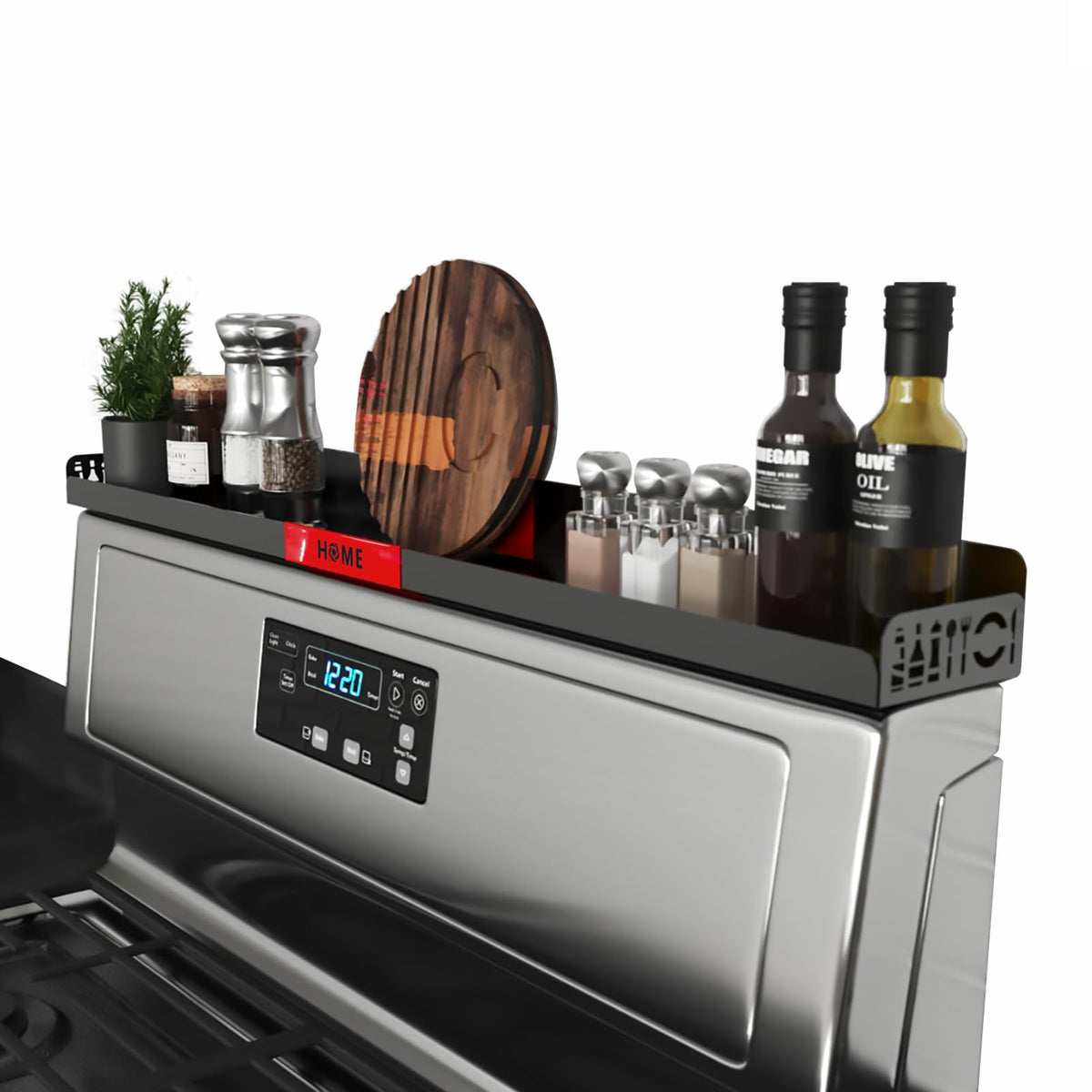 STUTOV Magnetic Stove Top Shelf, 30" Gold Stainless Steel Spice Rack – Magnetic Over-the-Stove Kitchen Organizer