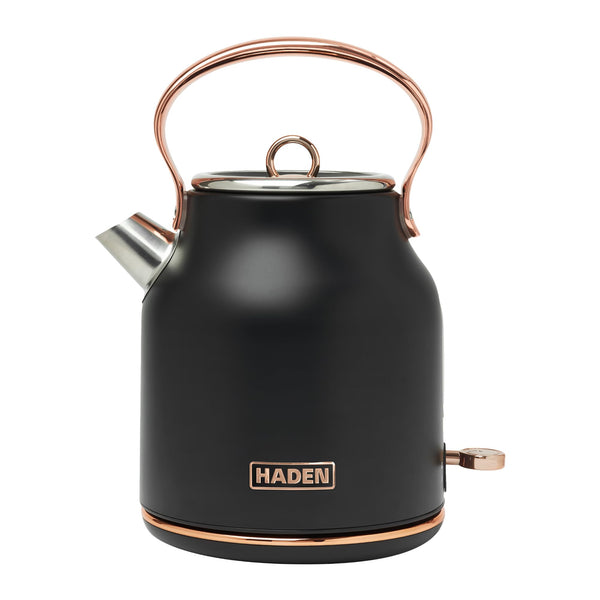 Haden Heritage 1.7 Liter Stainless Steel Electric Kettle, Hot Water Kettle with 360-Degree Base and Auto Shutoff, Steel & Copper