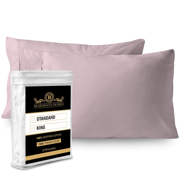 Bluemoon Homes Luxurious 1000 TC Italian Finish 100% Egyptian Cotton 4-Piece Bed Sheet Set, Fitss Mattress Up to 18" Deep Pocket, Solid Pattern. (King, Black)