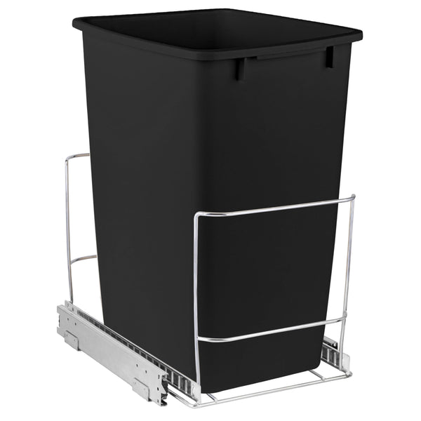HOLDN’ STORAGE Pull Out Trash Can Under Cabinet, 7 Gallons Trash Bin Included - Heavy Duty, Lifetime Limited Warranty - 11.5" W Cabinet Opening Required - Chrome Finished