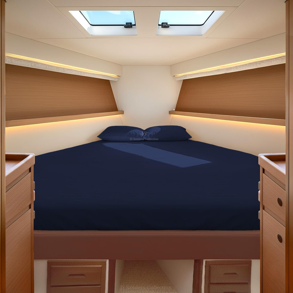 100% Egyptian Cotton Universal V Berth The Best Boat V Berth Bedding Fits mattresses up to 6” Depth Sheet Set - 1000 Thread Count Navy Blue
