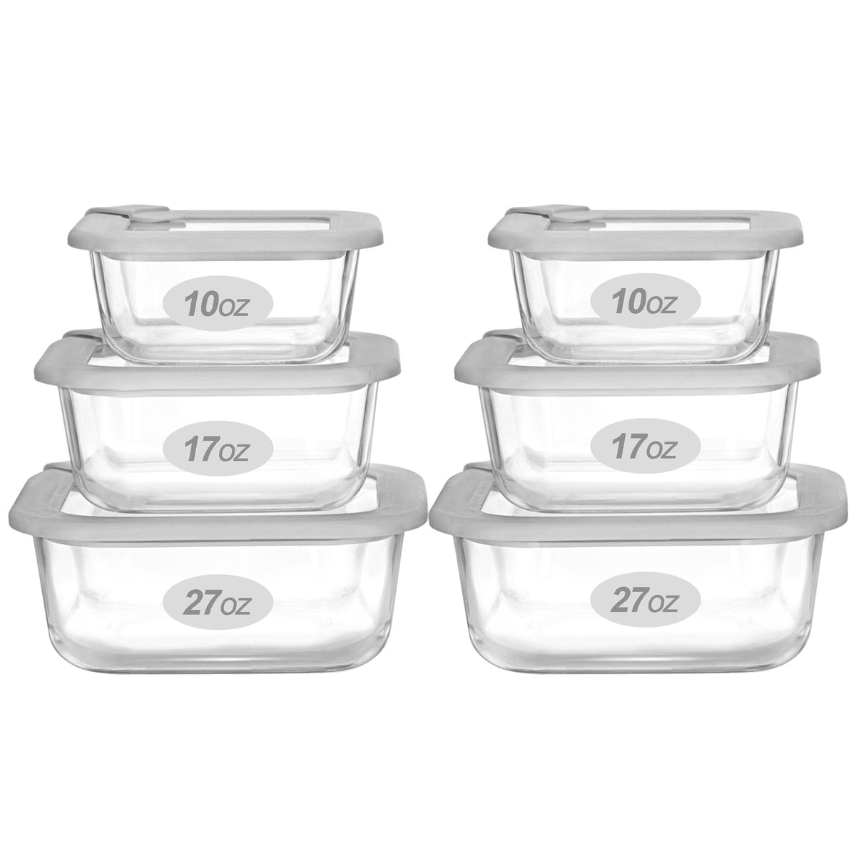 Glass Food Containers with Glass Lids, 3 Pack of Large Size, Microwave Safe Meal Prep Containers