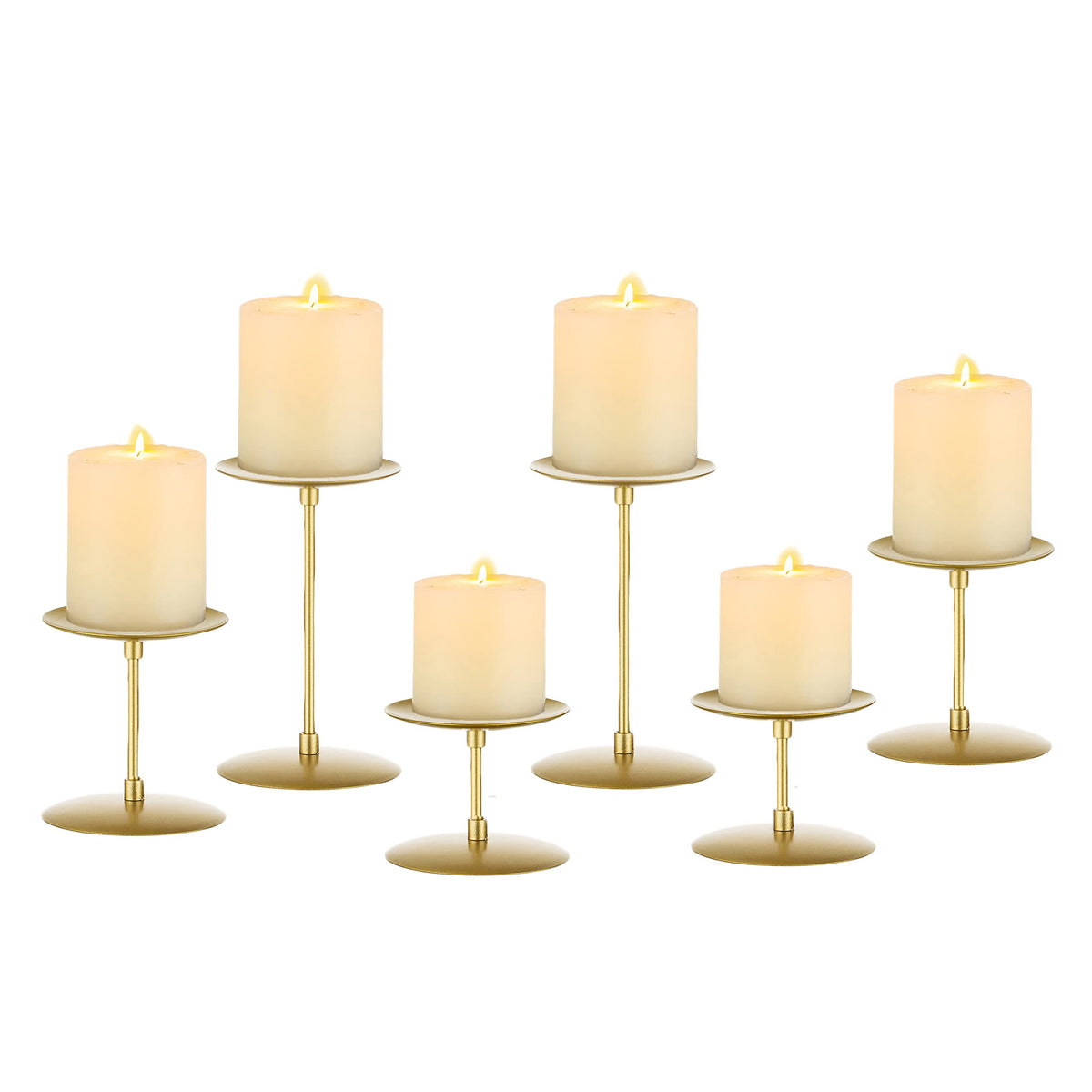 Pillar Candle Holders Candle Plates - Set of 24 Candelabra Candle Stand Iron Plate Minimalism Modern Home Mantel Dinning Table Christmas Decorations Centerpiece for Wedding, Party, Events, Gold