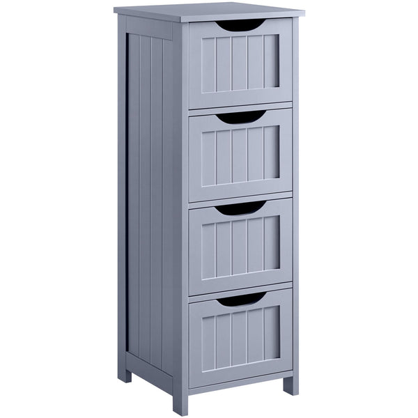 Yaheetech Bathroom Floor Cabinet, Wooden Side Storage Organizer, 4 Drawers Free-Standing Cabinet for Bathroom/Hallway/Living Room, Black