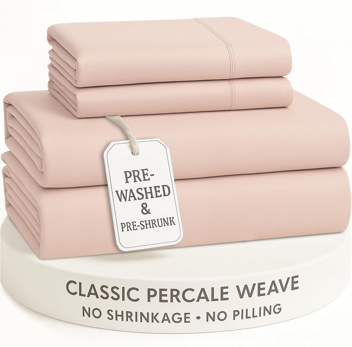 LANE LINEN Cal King Size Sheets – Pre-Washed 100% Cotton Soft Sheets in Classic Percale Weave, Naturally Cooling & Smooth, Designed for Restful Sleep, Fade Resistant, Deep 15” Pocket – Sepia Rose