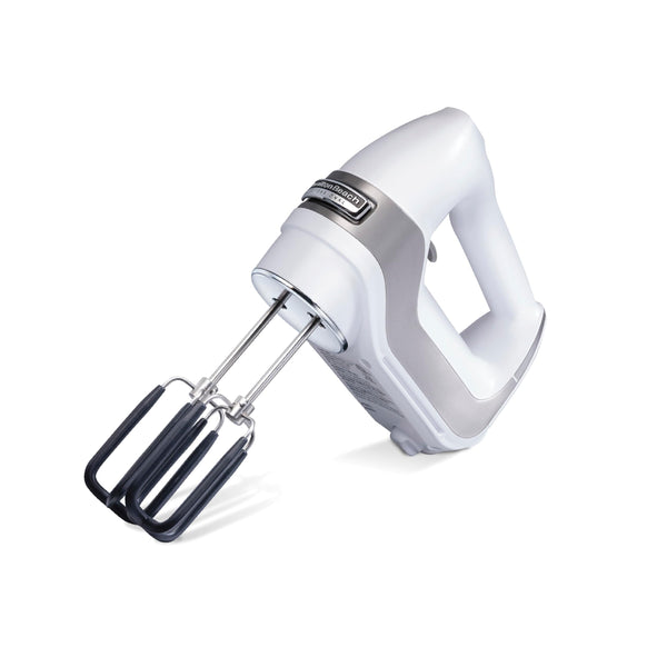 Hamilton Beach Professional 7-Speed Electric Hand Mixer, 150W DC Motor, SoftScrape™ Beaters, Dough Hooks, Whisk, Snap-On Storage Case, Silver (62657)