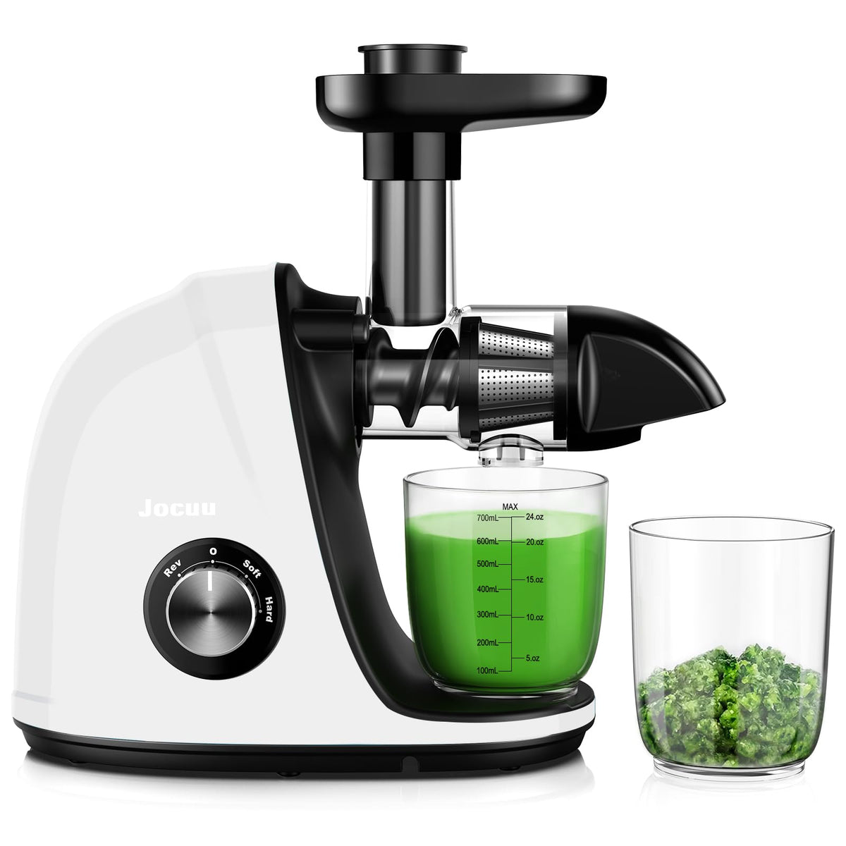Jocuu Slow Masticating Juicer with 2-Speed Modes - Cold Press Juicer Machine - Quiet Motor & Reverse Function - Easy to Clean Juicer Extractor - Juice Recipes for Fruits & Vegetables