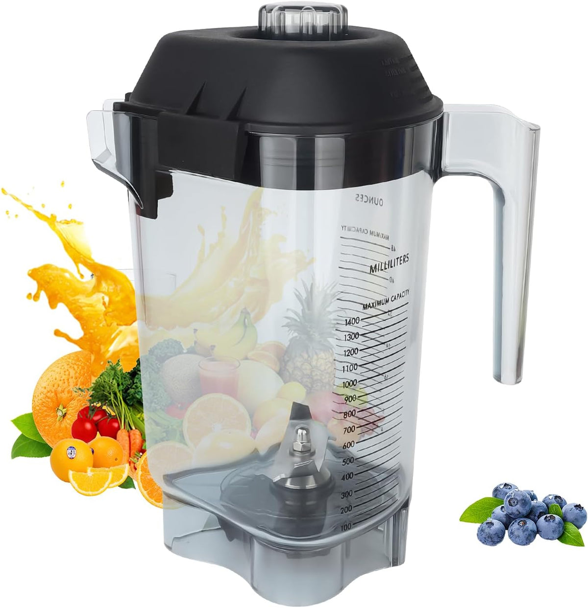 Blender Pitcher 48oz Compatible with Commercial Blenders VM0145 36019 15978 16016 VM0100A etc. Replacement 48 oz triangular Blender Container Pitcher Cup Jug -3 YR Support