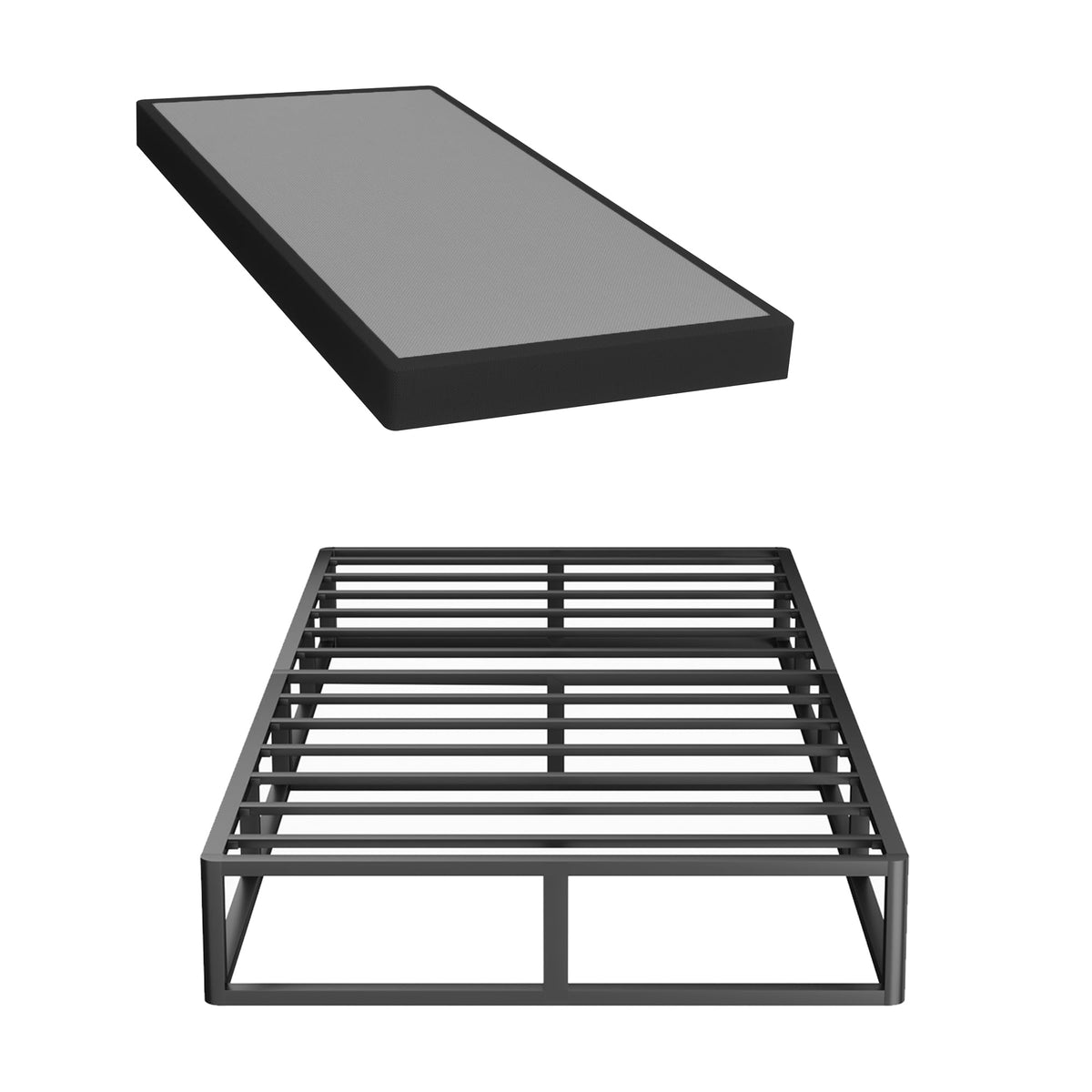 Superay 2 Inch California King Box Spring Low Profile, Heavy Duty Metal Box Spring Bed Base, Bunkie Board Bed Slat Replacement, Mattress Foundation, Easy Assembly, Noise Free