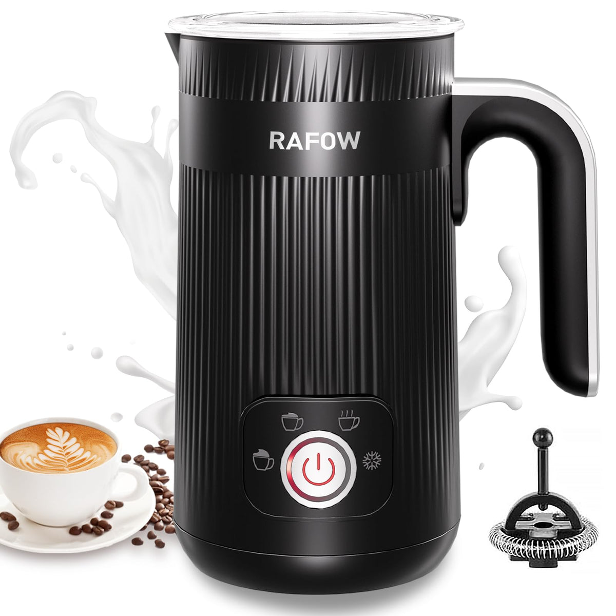 4 in 1 Electric Milk Frother Steamer - Hot and Cold Coffee Foam Froth Maker 240ml