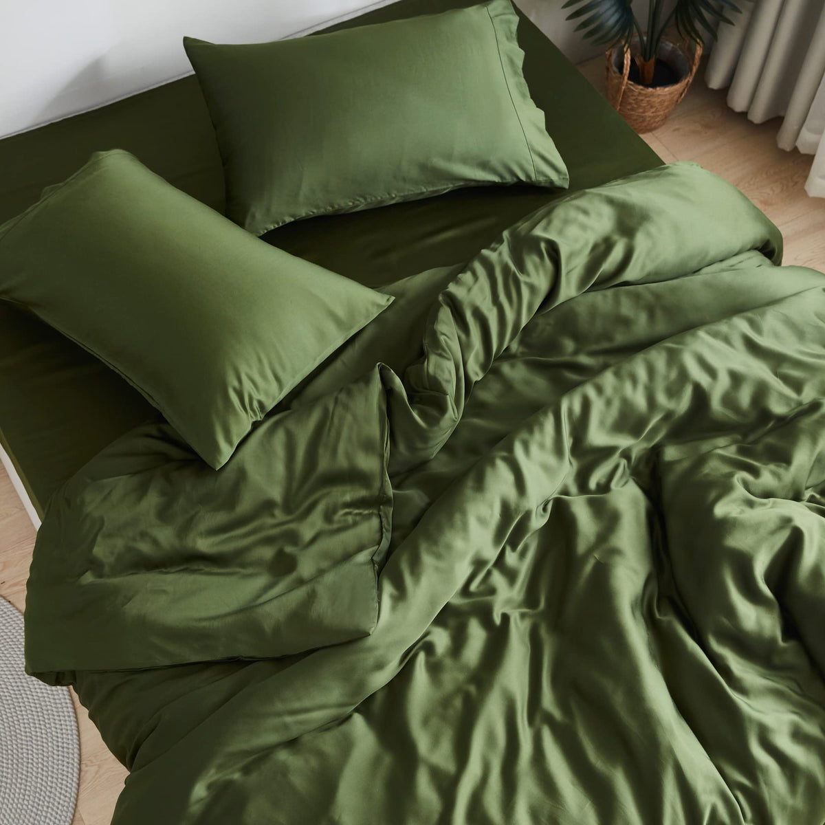 DOZ Sheet Set, 100% Viscose derived from Bamboo, Organically Grown, Buttery Soft, Cooling Sheets, High GSM, Deep Pockets - 3 Piece - 2 Pillowcases 1 Fitted Sheet (Sky, Cal King)