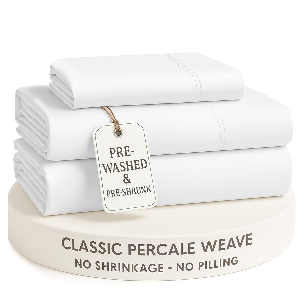 LANE LINEN Cal King Size Sheets – Pre-Washed 100% Cotton Soft Sheets in Classic Percale Weave, Naturally Cooling & Smooth, Designed for Restful Sleep, Fade Resistant, Deep 15” Pocket – Sepia Rose