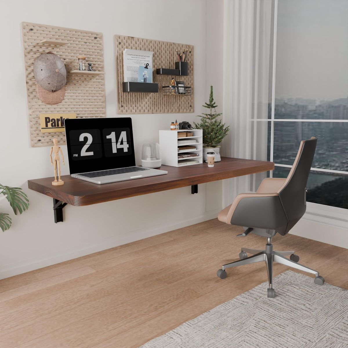 IAE Wall Mounted Folding Table with Pine Wood,48" x 16" Floating Wall Desk,Laundry Folding Table with Shelf Brackets,Fold Down Desk Shelf,Folding Workbench for Home,Dining,Laundry Room,Kitchen,Teak