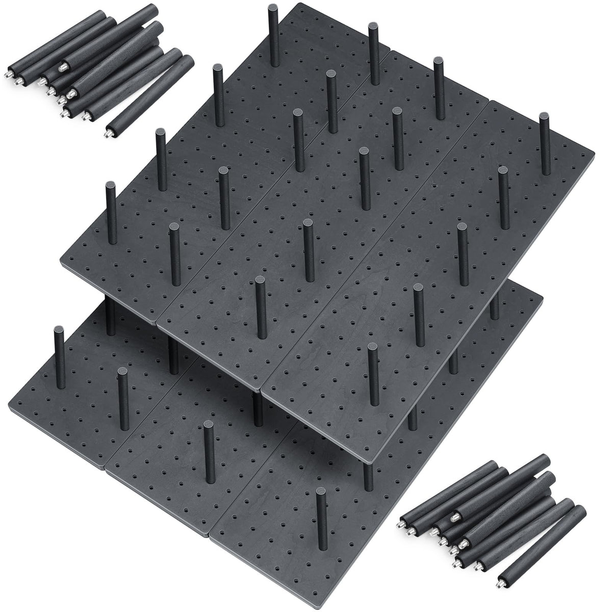Kigley 6 Pcs Wood Pegboard Drawer Organizer with 48 Pegs - Peg Drawer Organizers for Dishes & Food Containers (20.98x5.91)