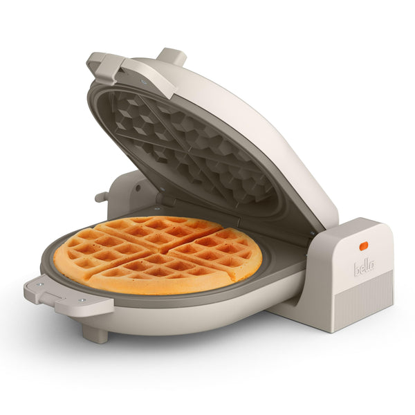 bella Flip-n-Store Waffle Maker, EverGoodTM Ceramic Nonstick Coating, Fits-anywhereTM Kitchenware, Power Indicator Light & Touch Handle, 7” Wide & 1" Deep Plates, 1000 Watt, Surf