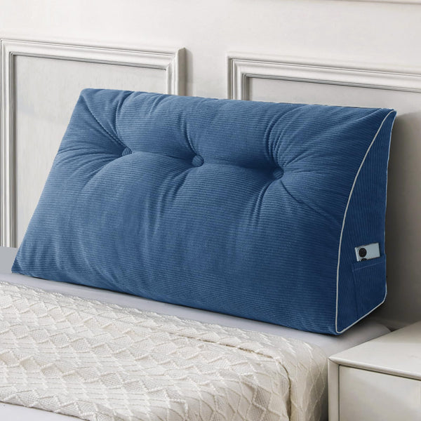 Sasttie Headboard Pillow Queen, Wedge Pillow Headboard for Sitting Up in Bed, Back-Rest Support Triangular Cushion for Reading - Features Removable Washable Cover, Caramel