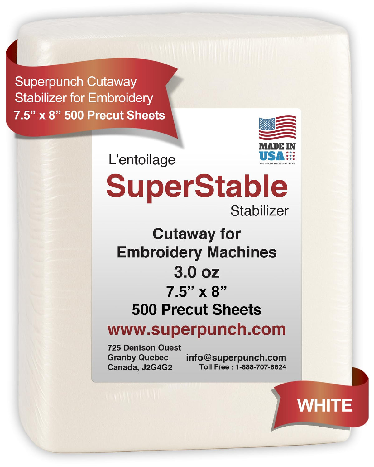 Superpunch Cutaway 3.0 oz Stabilizer for Embroidery Machines, SuperStable White Thick Cut Away Stabilizer-15 inch x 100 Yard Roll, Cut Away Machine Embroidery Stabilizer Backing, Made in USA