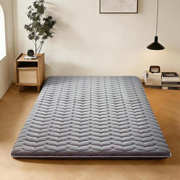 Vibe bear Premium Foam Japanese Futon Floor Mattress Queen Size 60"x 80",100% High Density Foam Comfortable Floor Mattress,3.5" Thicken Foldable Sleeping Pad,Dormitory Tatami Mat(Gray)