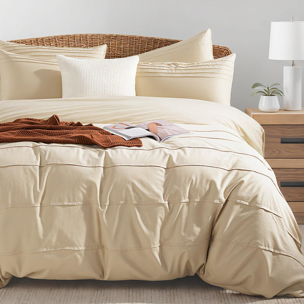 NEXHOME PRO Queen Duvet Cover Set – 100% Certified Organic Cotton with Washed Feel & Linen-Like Texture, Comfortable & Breathable, Home Bedding Set Sage Green (No Comforter)