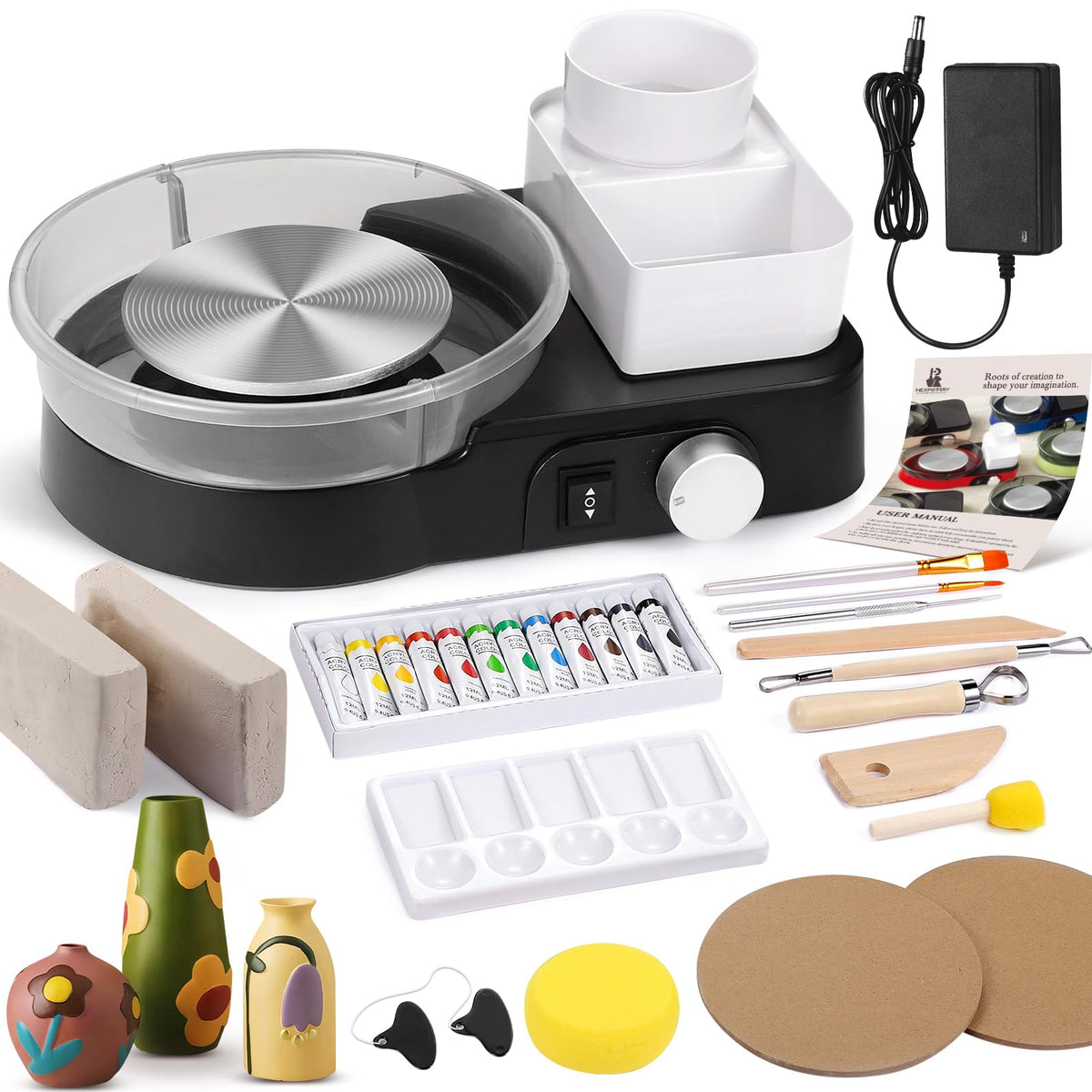 Pottery Wheel Tools Kit for Beginners DIY Gift for Women (Red Pottery Tool DIY Toy)
