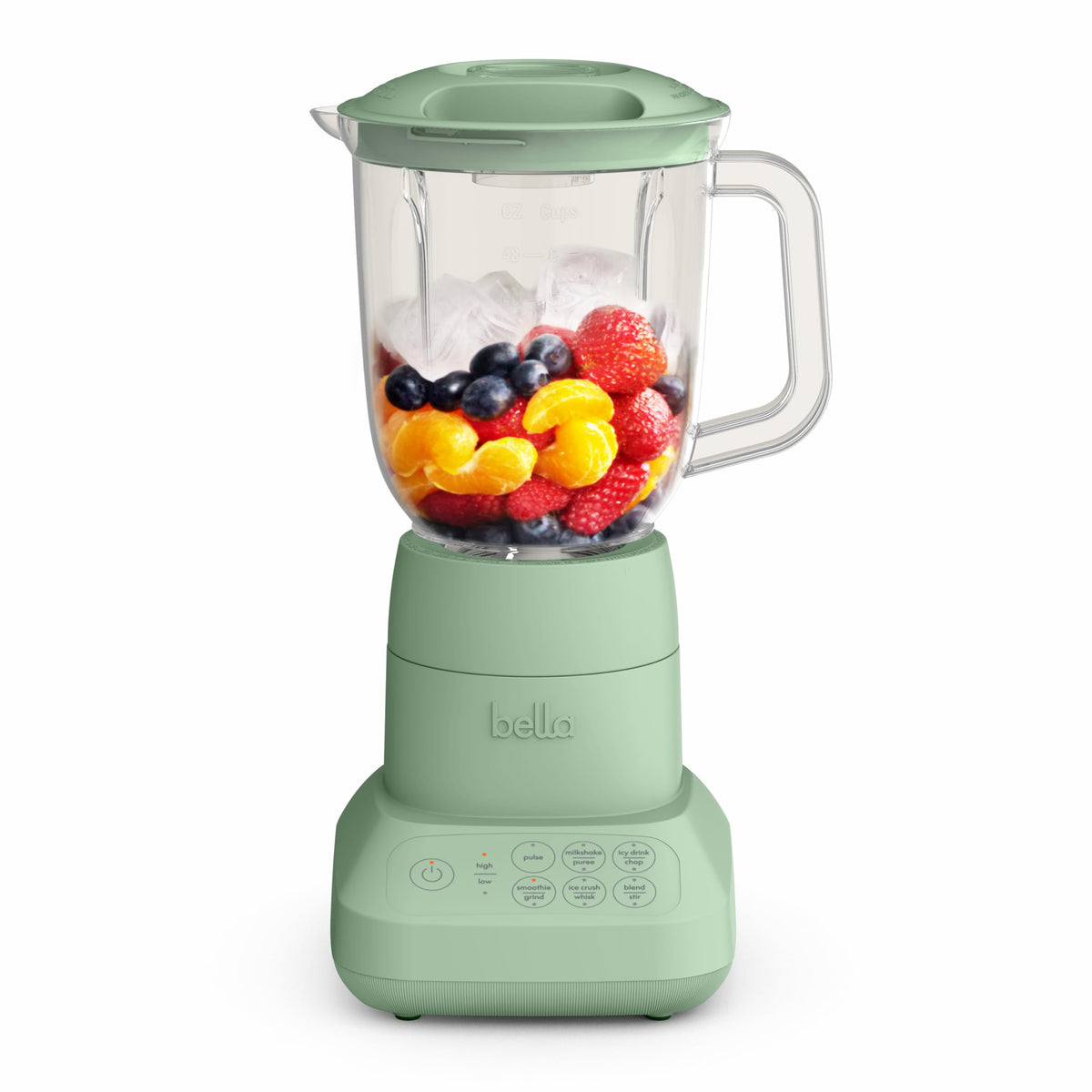 Bella 10-Speed Countertop Blender, Juicer and Smoothies, Fits Anywhere™, Slim Design with Lid and Lid for Dishwasher Stainless Steel Carafe, 450W, Surf