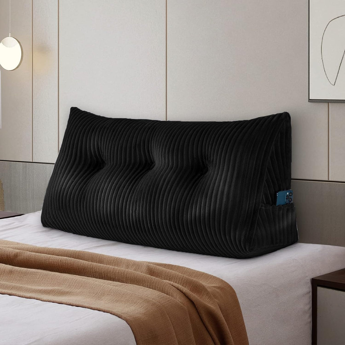 Large Headboard Pillow Headboard Wedge Pillow Bed Rest Reading Pillow Bolster Triangular Pillow for Sitting in Bed-Backrest Positioning Support Long Pillow for Daybed (Twin: 39x8x20 Inches,Grey)
