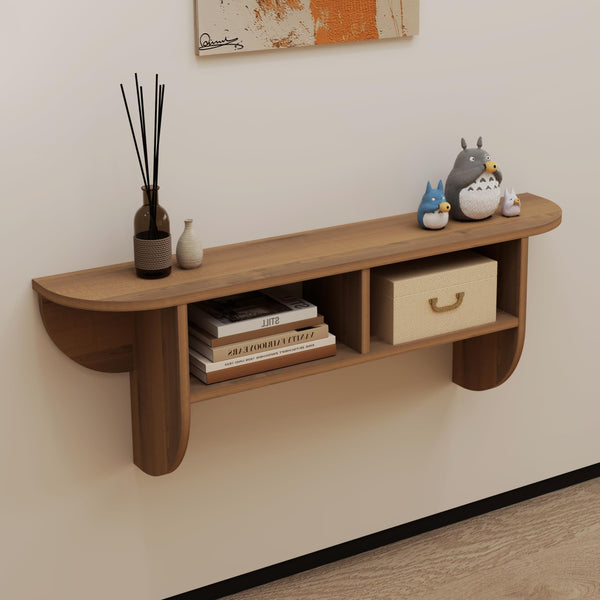 Floating Solid Wood Console Table, 47'' Wall Mounted Narrow Entryway Tables with Storage Shelf, Modern Couch Table Small Entry Way for Entryway, Front Hall, Hallway (Walnut, 47.24IN)