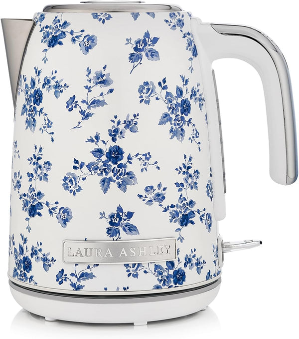 Laura Ashley China Rose Kettles Electric 1.7 Litre - Stainless Steel Electric Kettles Fast Boil Quiet - 1.5KW Rapid Boil Electric Kettle Cordless - Overheating & Boil Dry Protection Tea Kettle
