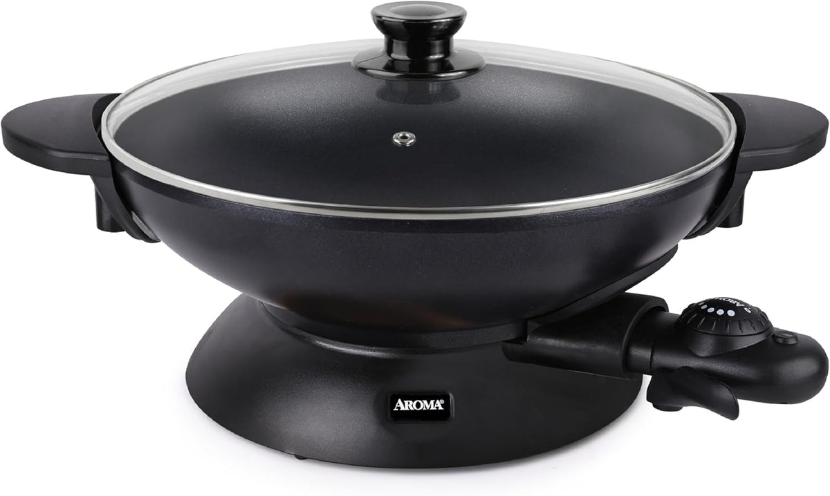 Aroma Housewares AEW-307 Electric Wok, 5 Qt, Black.