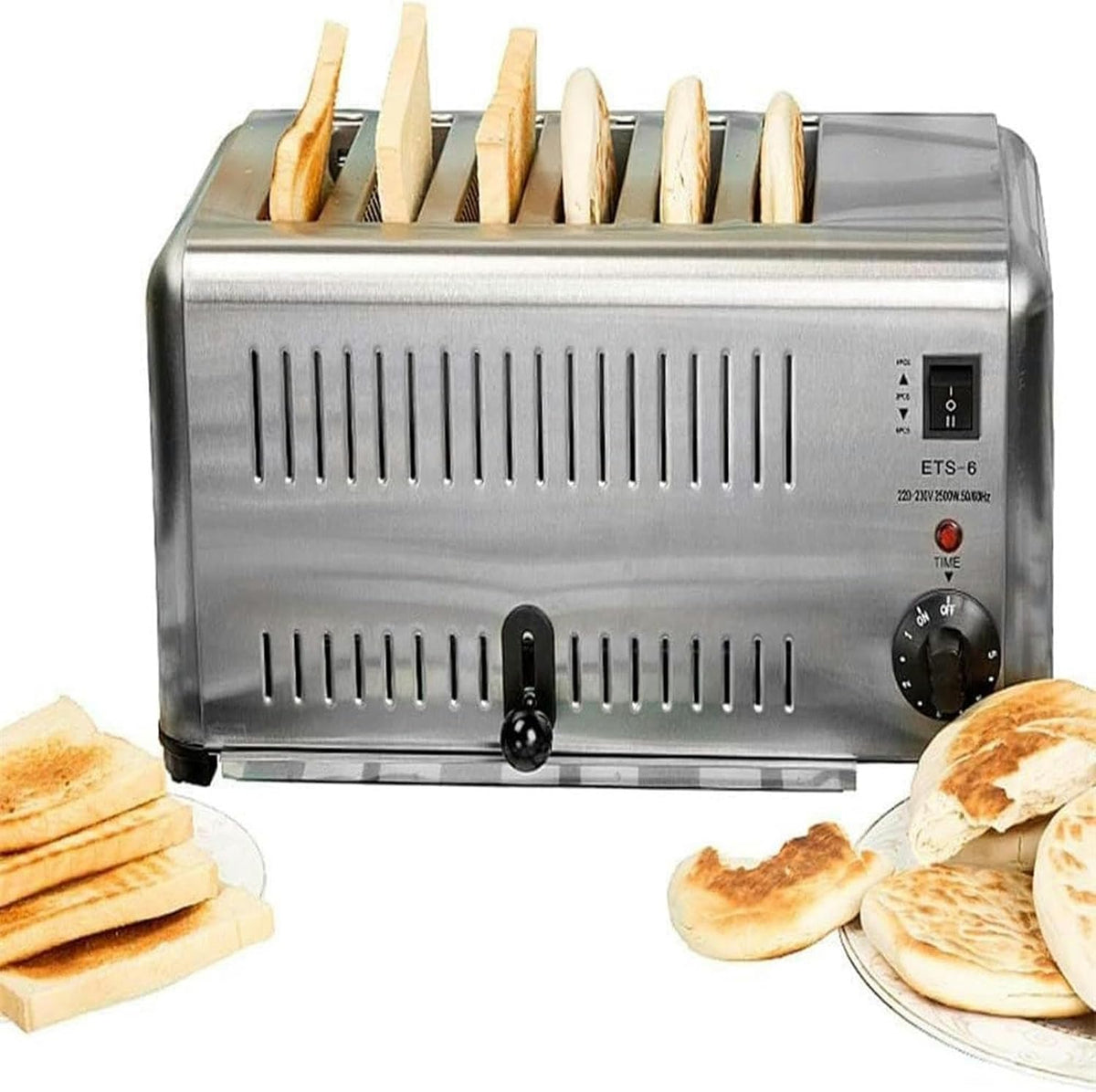 6 Slice Toaster Commercial - Extra Wide Slots +5 Speed Adjustable, 1 to 2 Minutes, for Various Bread Types