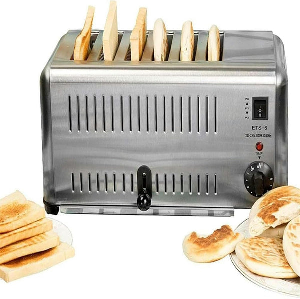6 Slice Toaster Commercial - Extra Wide Slots +5 Speed Adjustable, 1 to 2 Minutes, for Various Bread Types
