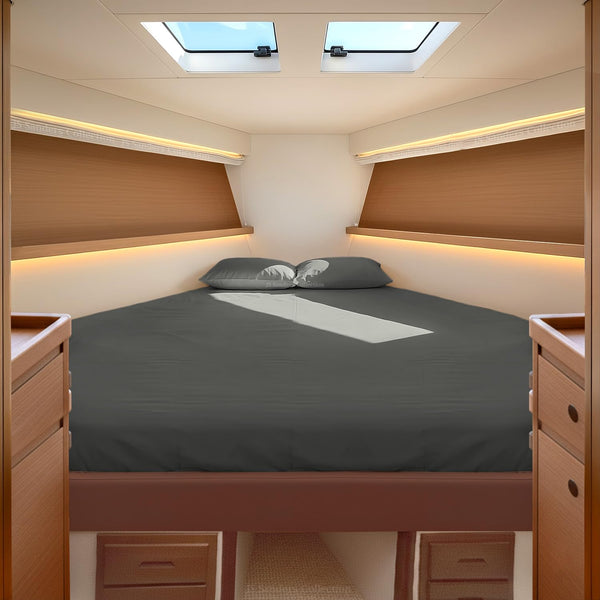 100% Egyptian Cotton Universal V Berth The Best Boat V Berth Bedding Fits mattresses up to 6” Depth Sheet Set - 1000 Thread Count Navy Blue