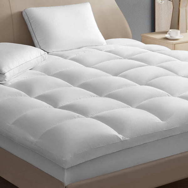 Hotel Grand Pillow Top Mattress Topper Cal King Size - Waterproof Mattress Protector Quilted Fitted Mattress Pad Cover with 8-20 Inch Deep Pocket Down Alternative Fill (72x84 inch, White)