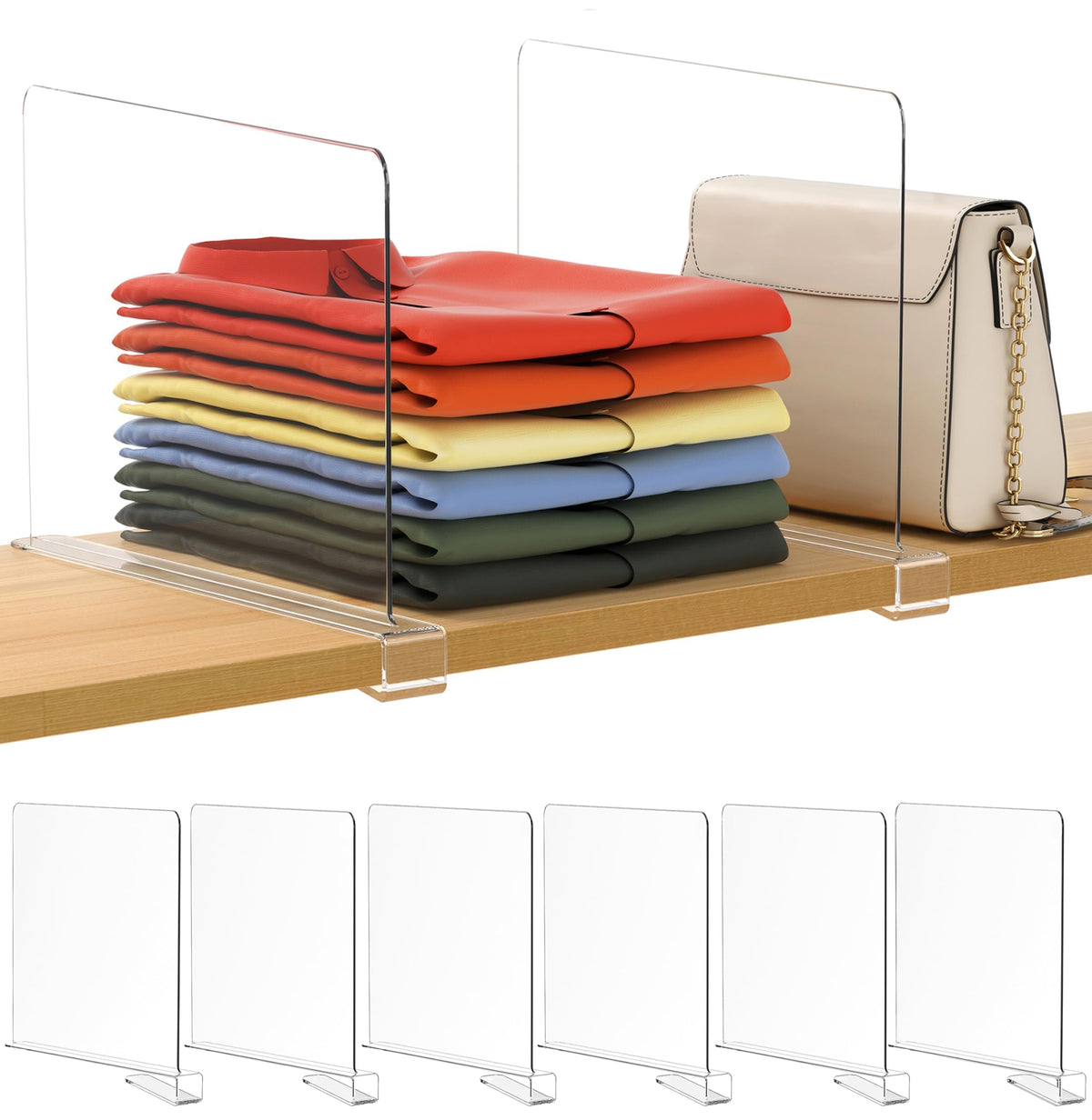 16 Pack 12 Inches [Extra Tall Version] Clear Shelf Dividers for Organization, Acrylic Closet Shelf Vertical Shelves Organizer for Bedroom, Kitchen and Office