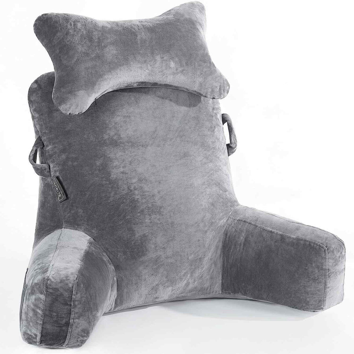 Reading Pillow-Extra Large 32" Bed Rest Pillow with Detachable Neck Roll & Arms for Sitting in Bed or Couch-Backrest Reading Pillow Adult Back Pillows for Reading, DG