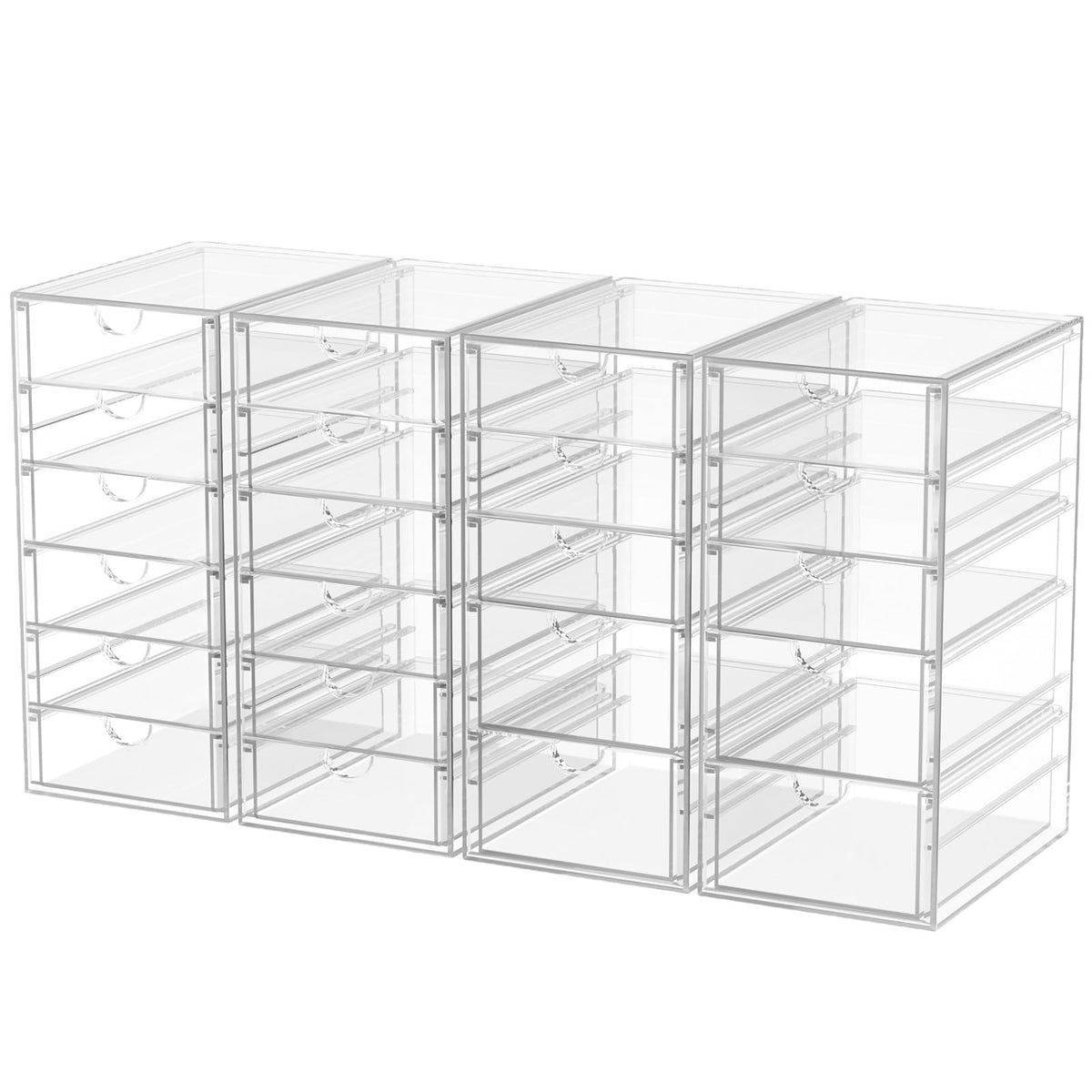 caktraie Makeup Organizer Storage With 30 Drawers, 6 Pack Desktop Office Supplies, Desk Organizers, Clear Desk Accessories, Dustproof Drawer Organizer and Storage for Make Up, Jewelry, Pen etc