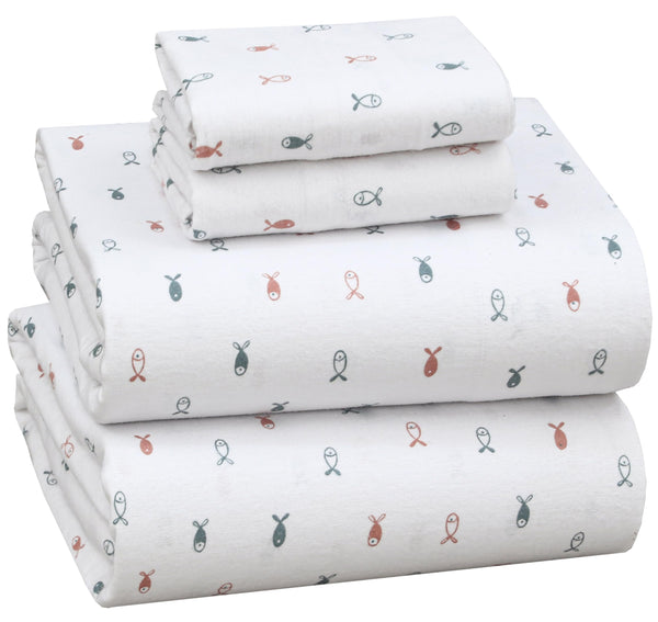 RUVANTI Flannel Sheets King Size - 100% Cotton Double Brushed King Bed Sheets Set - Deep Pockets 16 Inches - All Seasons Breathable & Extra Soft - Warm & Cozy, 4 Piece, Cabin Plaid