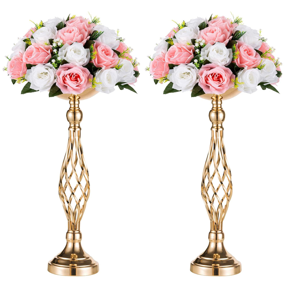Set of 10 Versatile Silver Flower Arrangement Stand & Pillar Candle Holder Set for Wedding Party Dinner Centerpiece Event Restaurant Hotel Decoration