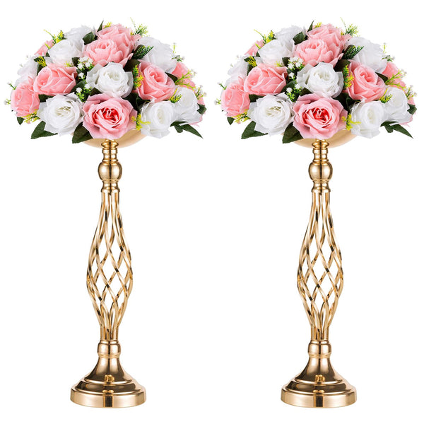 Set of 10 Versatile Silver Flower Arrangement Stand & Pillar Candle Holder Set for Wedding Party Dinner Centerpiece Event Restaurant Hotel Decoration