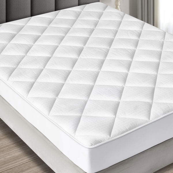 Mastertex Full Extra Long Mattress Pad Topper Fitted | Down Alternative Mattress Cover, 100% Cotton Top, 300 TC Quilted | Highly Breathable, Full Coverage Bed Mattress Pad | Full XL (54x80)