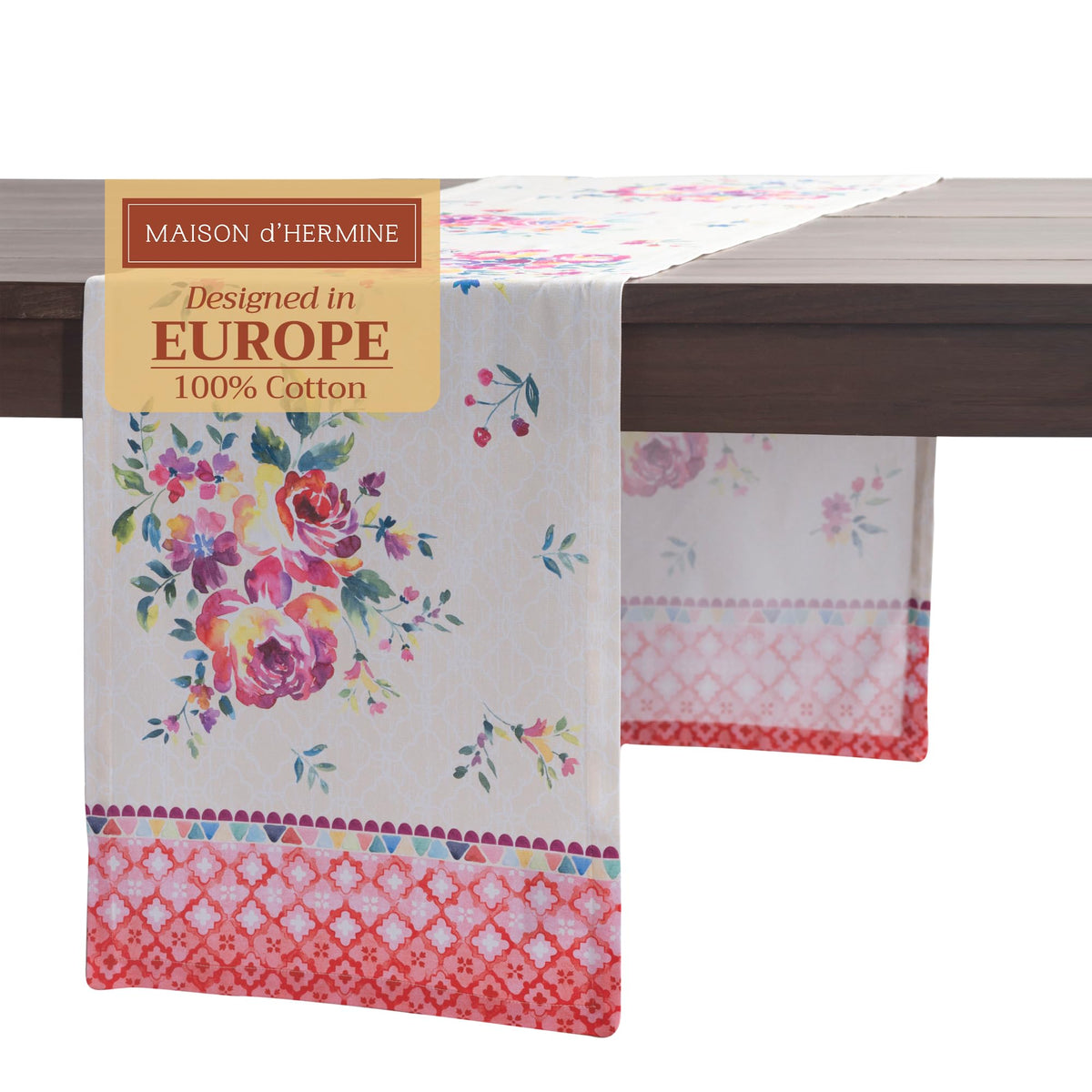 Maison d' Hermine Table Runner 100% Cotton Double Layer Table Runners 108 inches Long for Thanksgiving Christmas Decorations Home Kitchen Dining Party Wedding (Kelim - Infinity, 14.5" x 108")