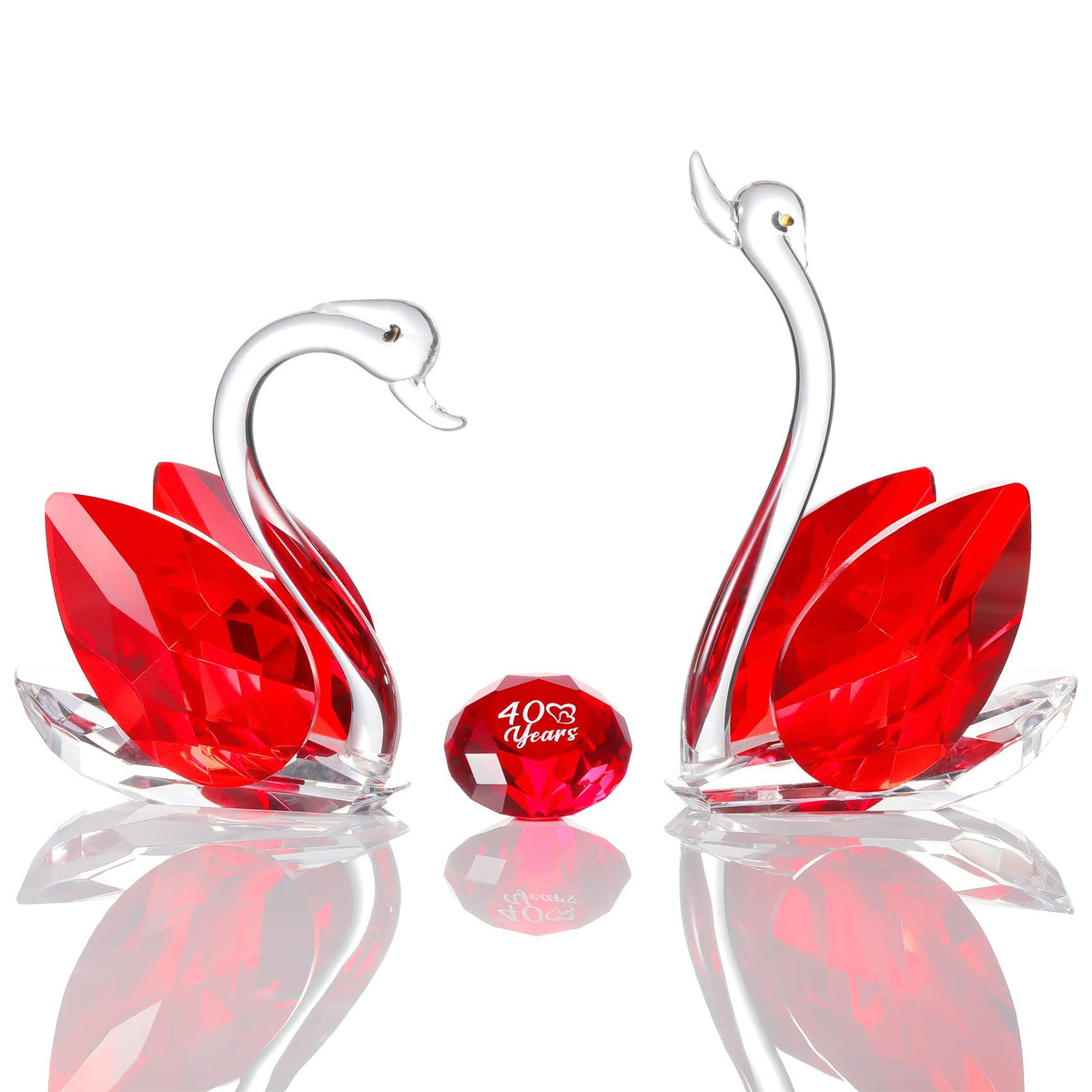 YWHL 60th Wedding Anniversary Swan Gifts for Parents Grandparents, 60 Years Anniversary for Couple, Crystal Figurine Decoration with 60 Years of Love Diamond