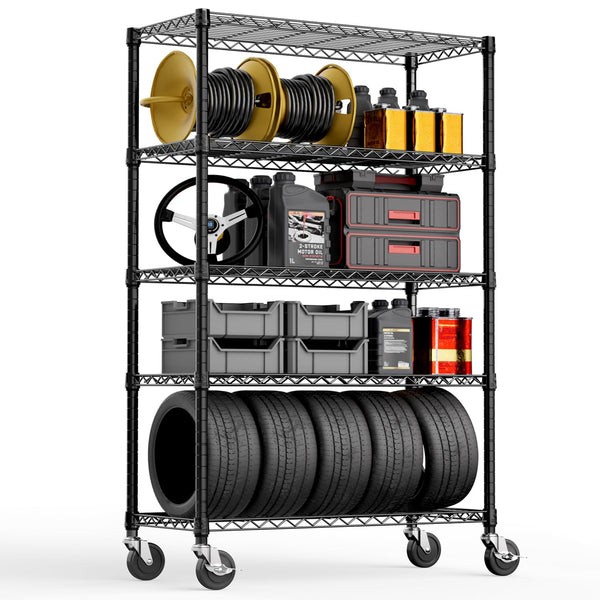 M MZG 6 Tiers Shelf 2100 lbs Steel Storage Shelving Utility Shelving Unit Steel Organizer Wire Rack for Home,Kitchen,Office,Garage Chrome 17.7" D x 47.2" W x 82.4" H