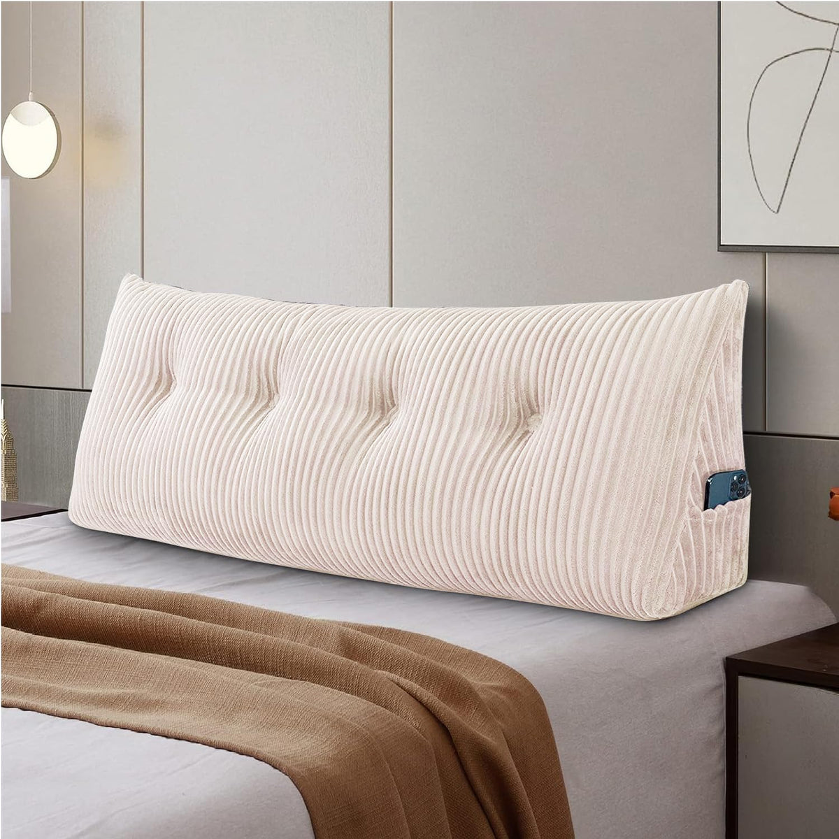 Large Headboard Pillow Headboard Wedge Pillow Bed Rest Reading Pillow Bolster Triangular Pillow for Sitting in Bed-Backrest Positioning Support Long Pillow for Daybed (Twin: 39x8x20 Inches,Grey)